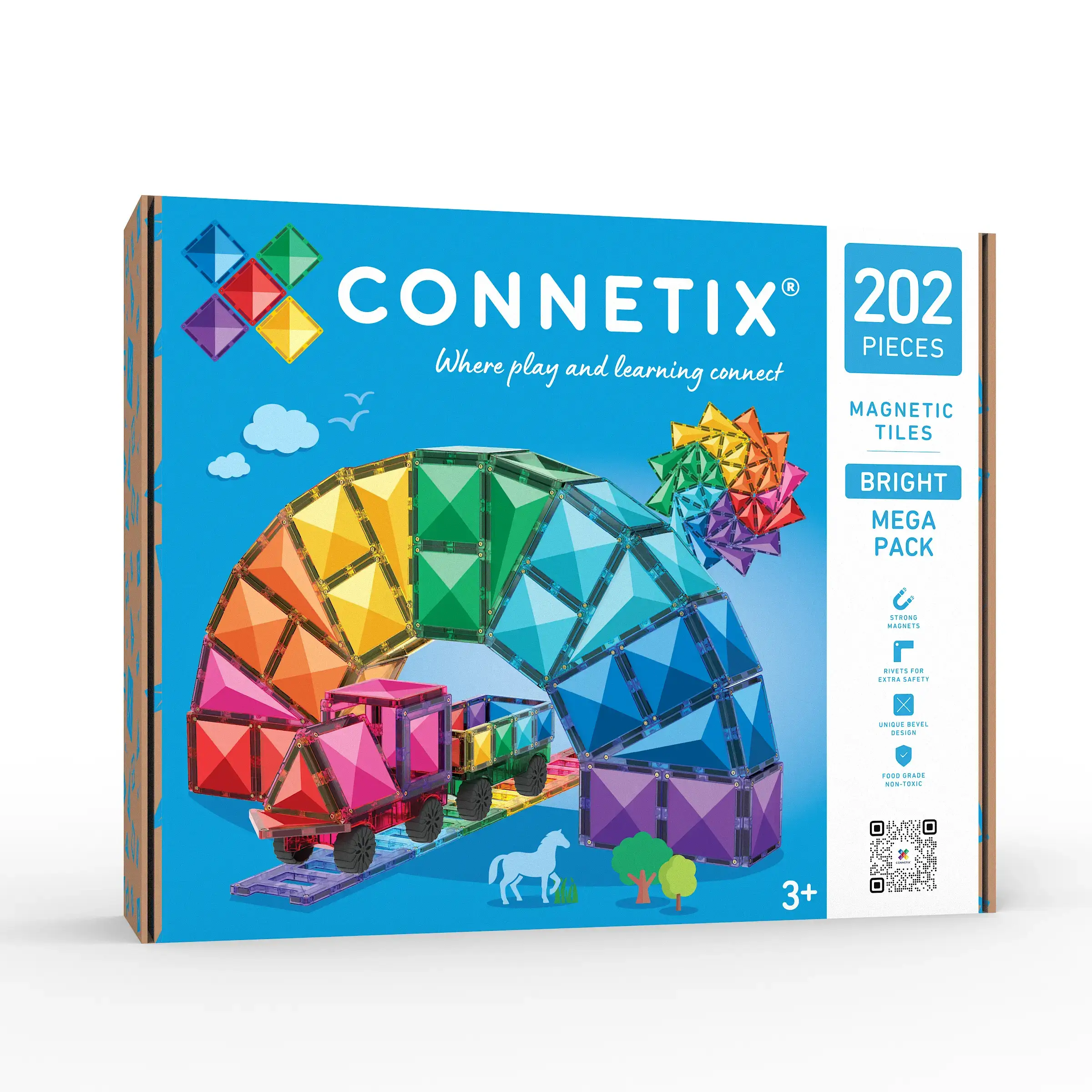 connetix202 (1) Connetix 202 Piece Bright Mega Pack