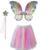 fairyskirtandwings (1) Rainbow Skirt with Wings and Wand (Size 4-5)