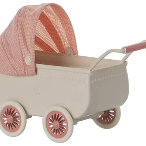 Maileg Pram Mouse Coral
