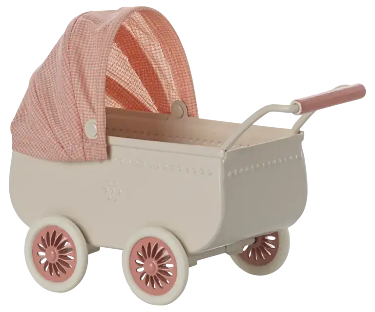 Maileg Pram Mouse Coral